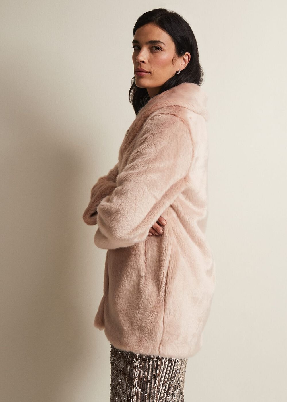 Meg Faux Fur Coat Luxe Pink