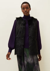 Ella Longline Reversible Faux Fur Gilet Black