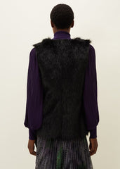 Ella Longline Reversible Faux Fur Gilet Black