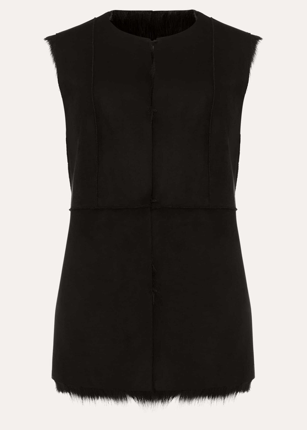 Ella Longline Reversible Faux Fur Gilet Black