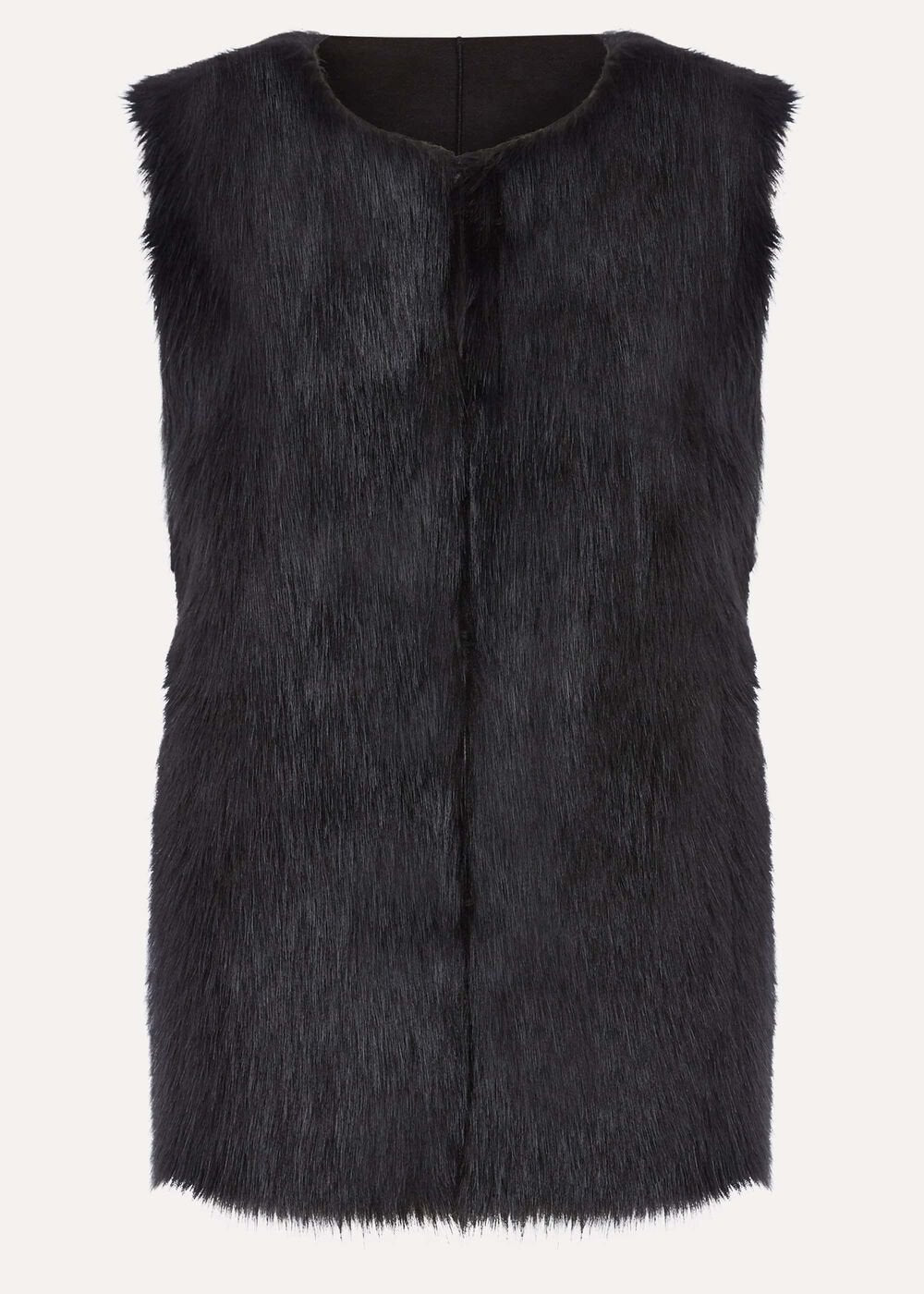 Ella Longline Reversible Faux Fur Gilet Black