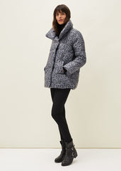 Anny Animal Print Puffer Coat Grey Multi