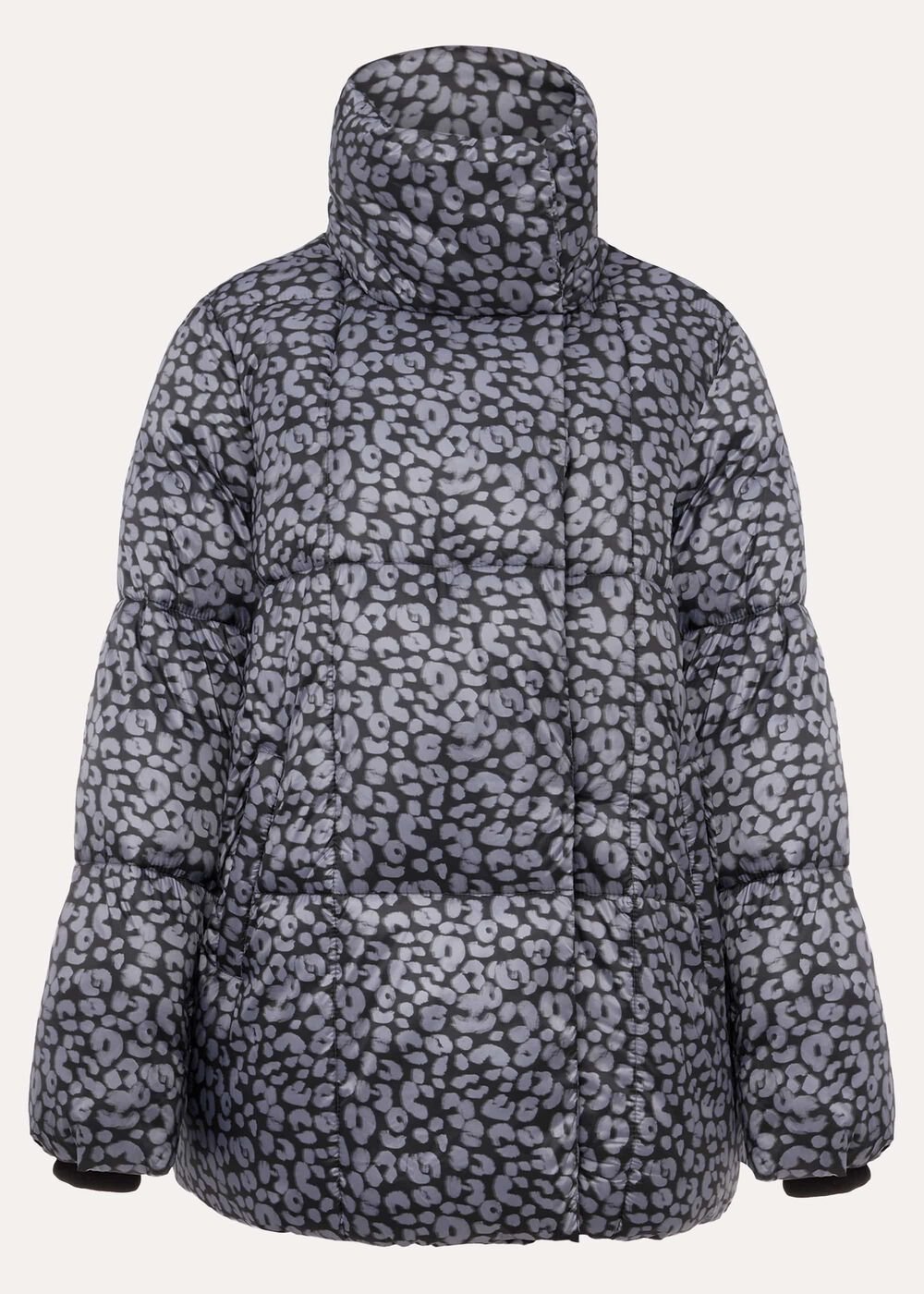 Anny Animal Print Puffer Coat Grey Multi