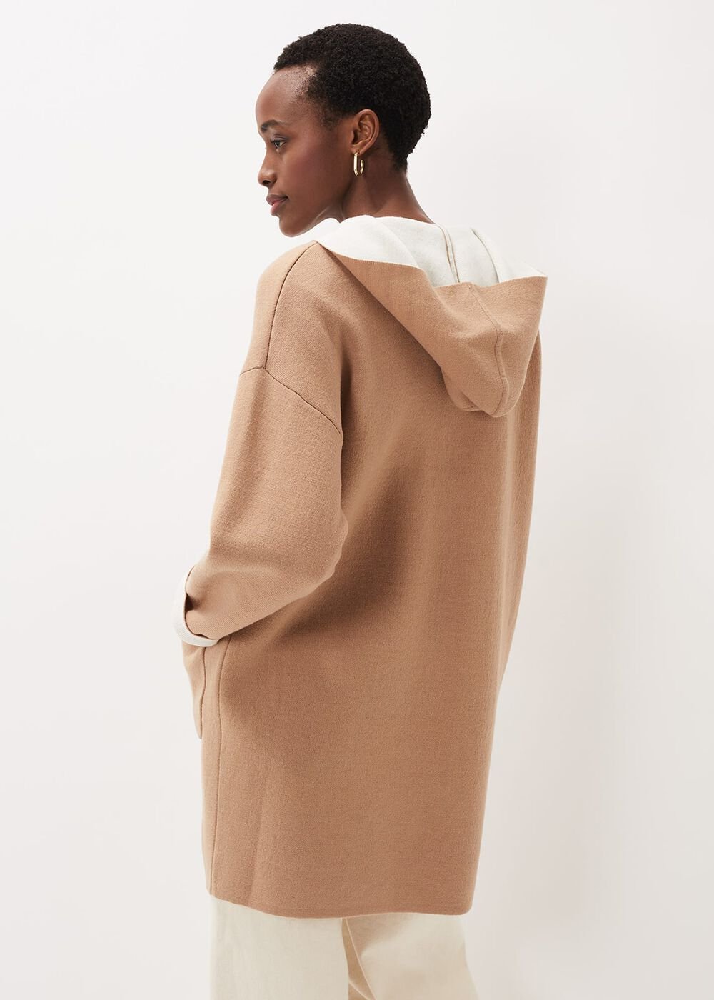 Jane Double Face Knit Coat Camel/Ivory