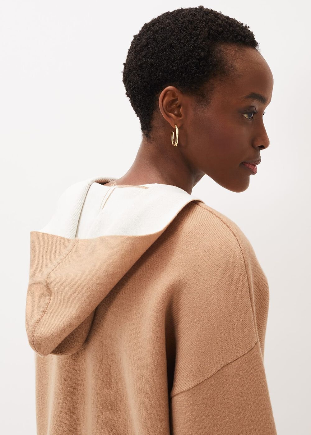 Jane Double Face Knit Coat Camel/Ivory