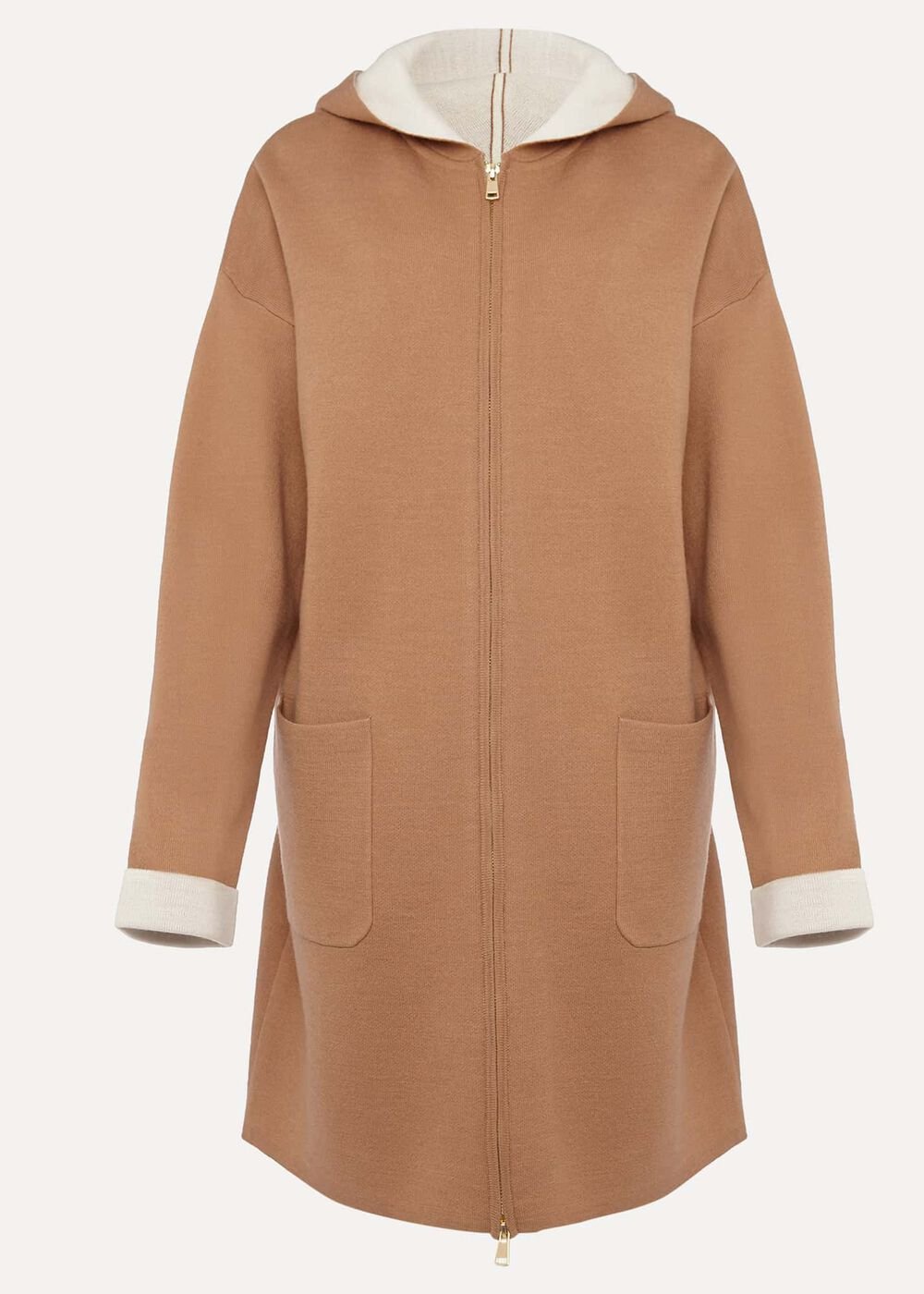 Jane Double Face Knit Coat Camel/Ivory