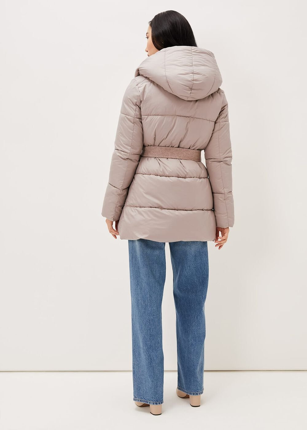 Brae Belted Puffer Knit Coat Mink