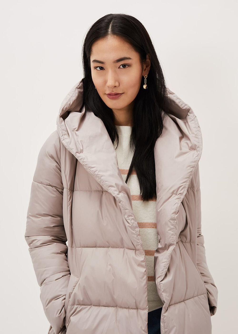 Brae Belted Puffer Knit Coat Mink