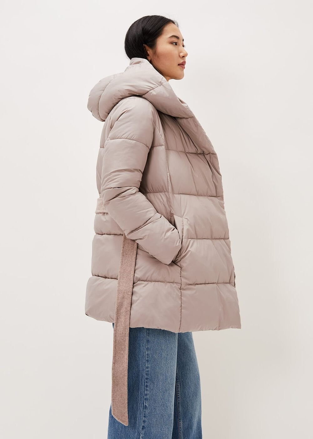 Brae Belted Puffer Knit Coat Mink
