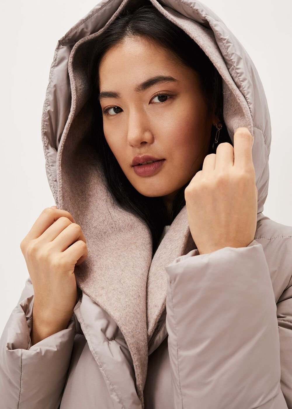 Brae Belted Puffer Knit Coat Mink