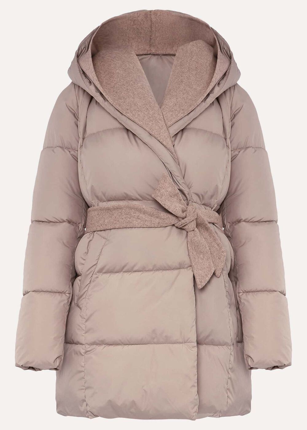 Brae Belted Puffer Knit Coat Mink