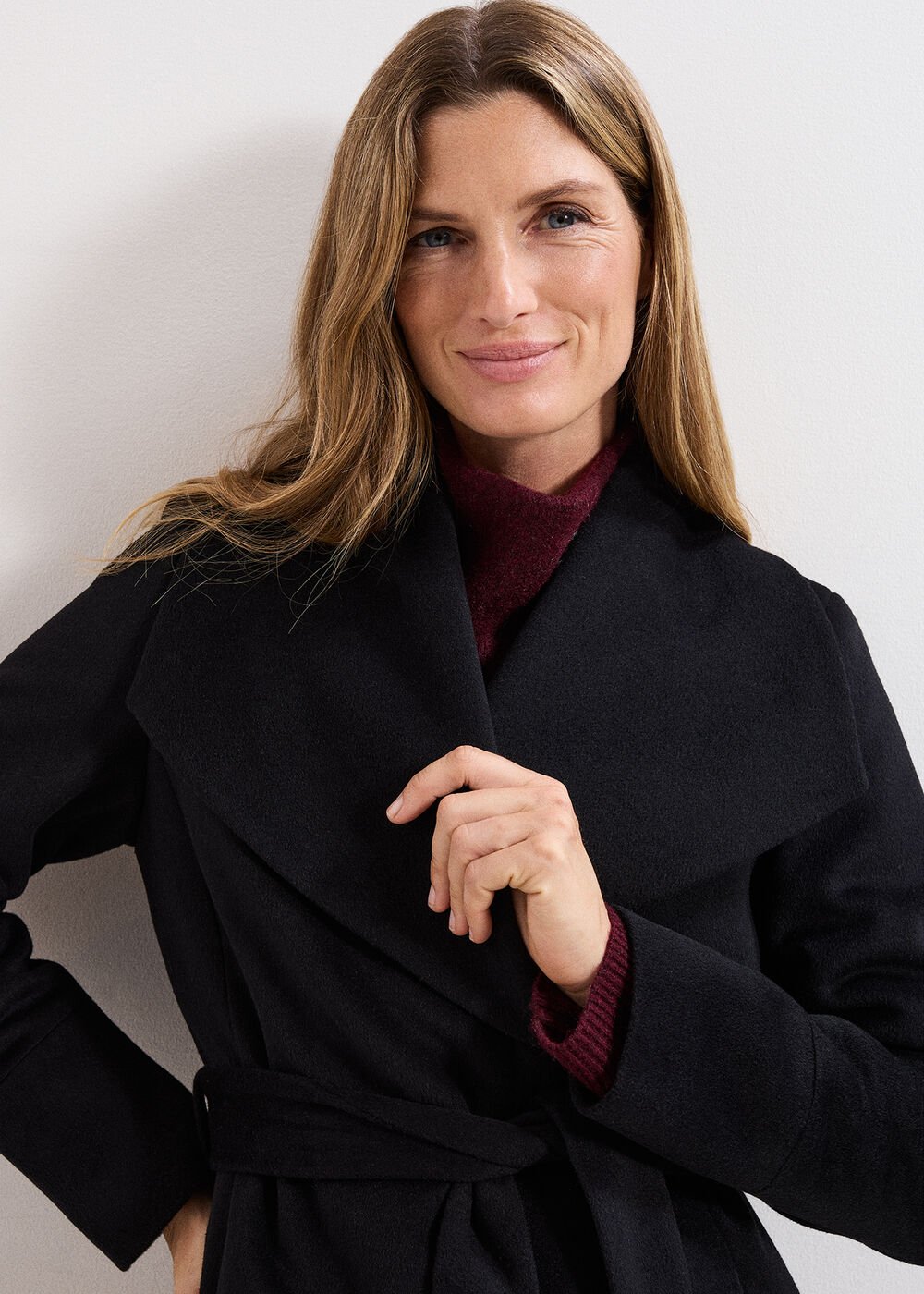 Nicci Wool Belted Coat Black