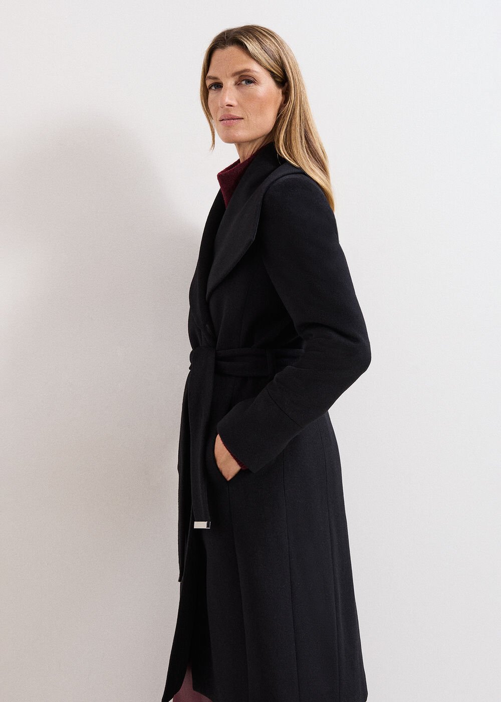 Nicci Wool Belted Coat Black