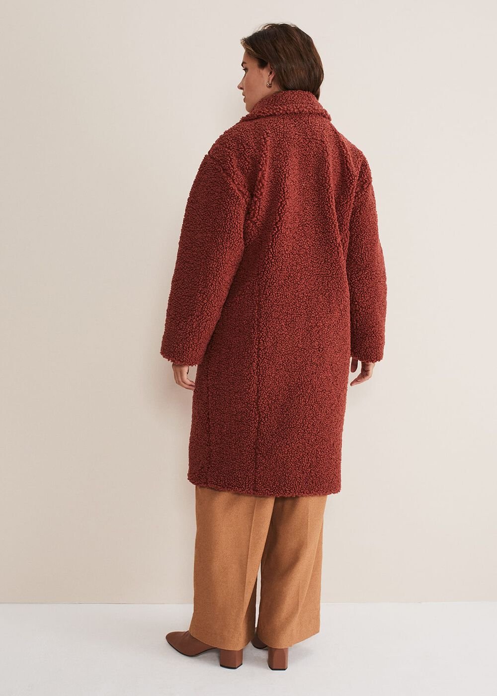 Libbie Longline Teddy Coat Rust