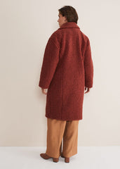 Libbie Longline Teddy Coat Rust