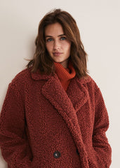 Libbie Longline Teddy Coat Rust