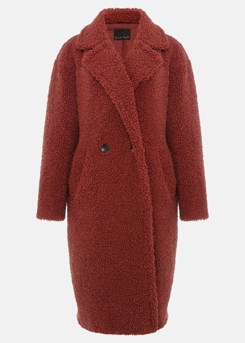 Libbie Longline Teddy Coat Rust