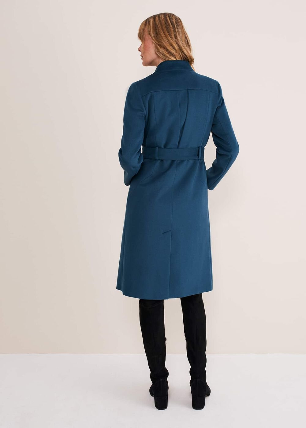 Susie Collarless Wrap Coat Petrol