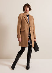 Lydia Blue Wool Smart Coat Camel