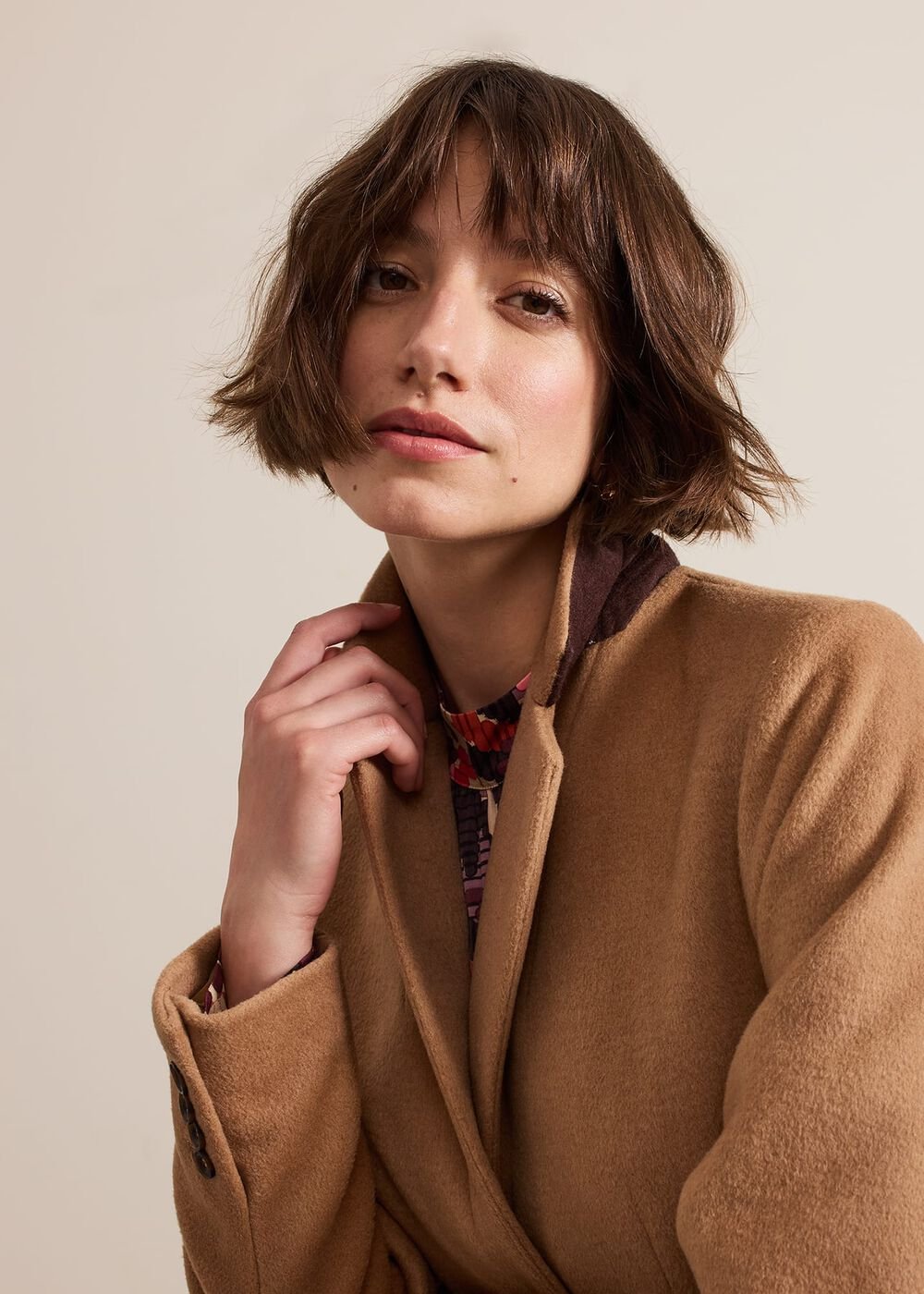 Lydia Blue Wool Smart Coat Camel