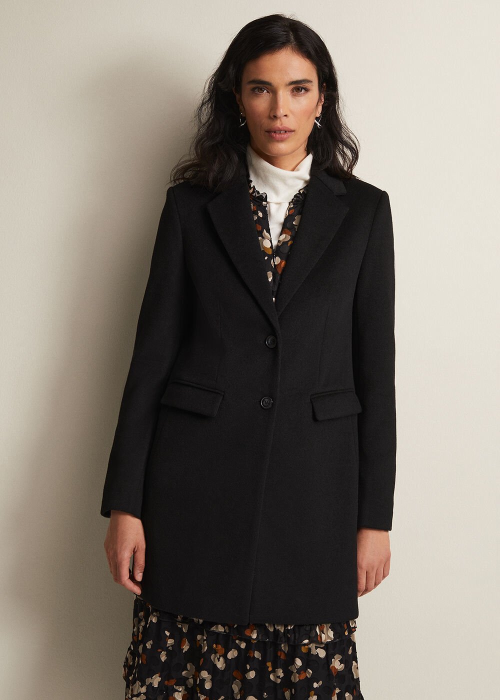 Lydia Blue Wool Smart Coat Black