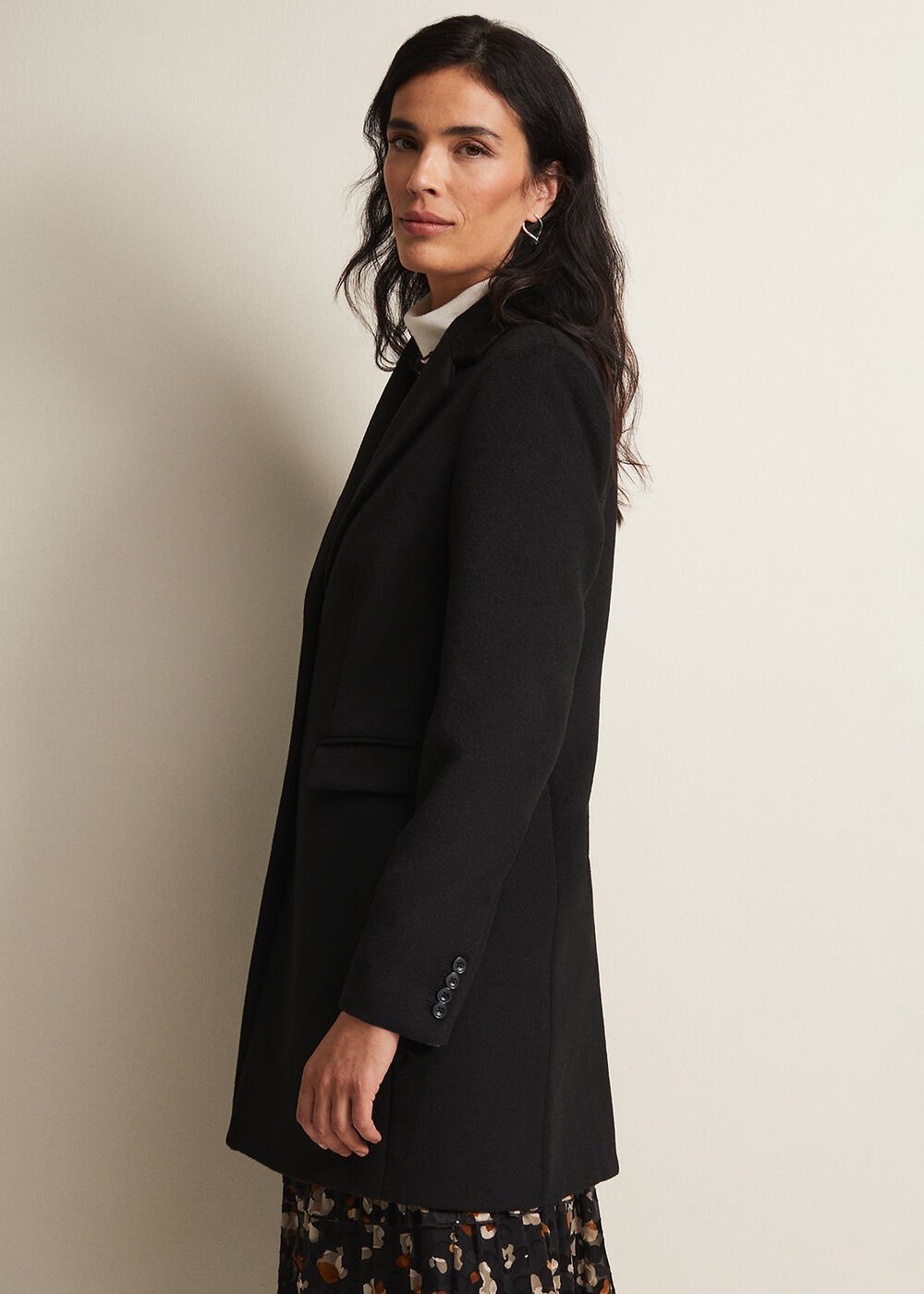 Lydia Blue Wool Smart Coat Black