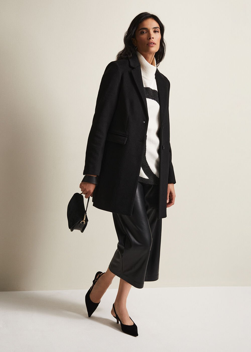 Lydia Blue Wool Smart Coat Black
