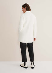 Fia Fluffy Zip Knit Coat Winter White