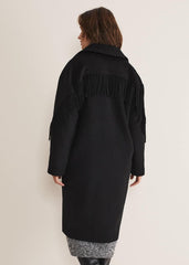 Liz Fringe Coat Black