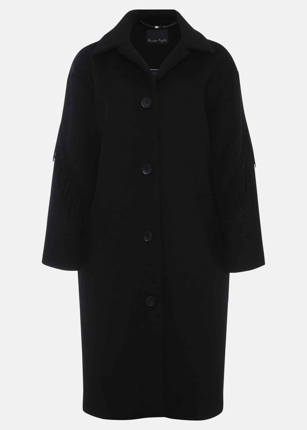 Liz Fringe Coat Black