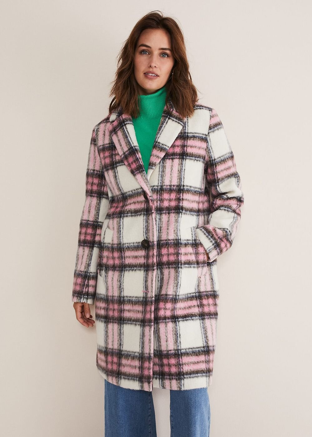 Catriona Checked Coat Multi/Pink