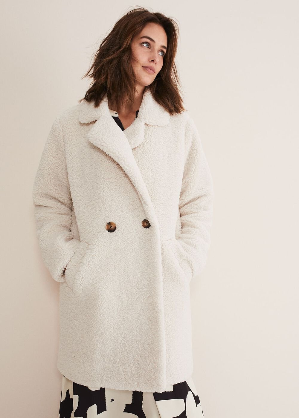 Libbie Longline Teddy Coat Ivory
