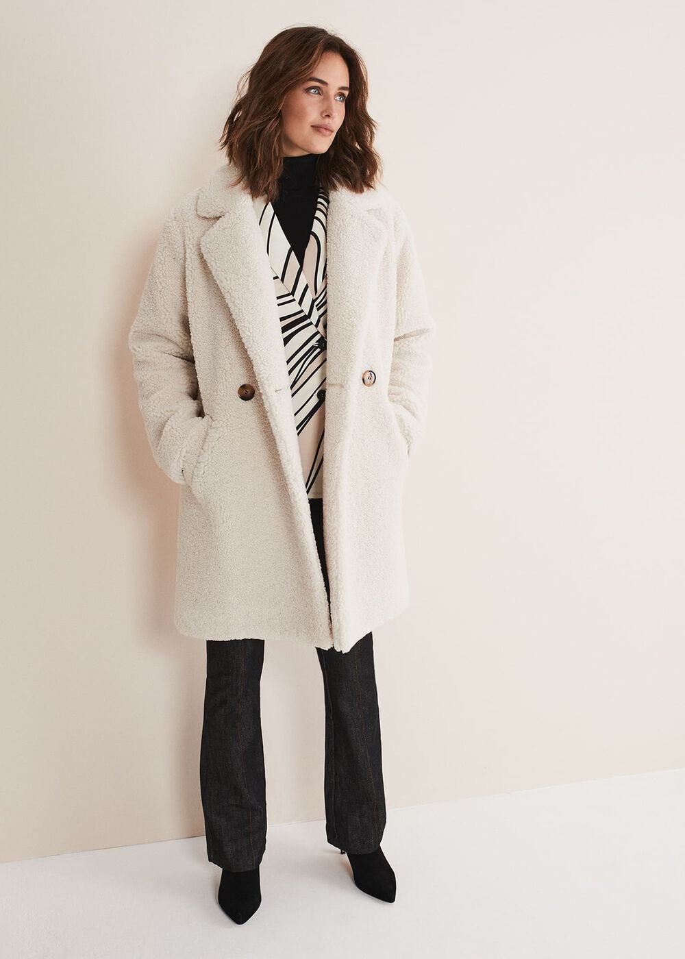 Libbie Longline Teddy Coat Ivory