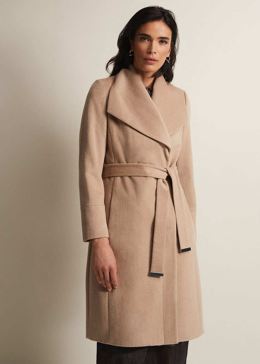 Nicci Wool Belted Coat Camel