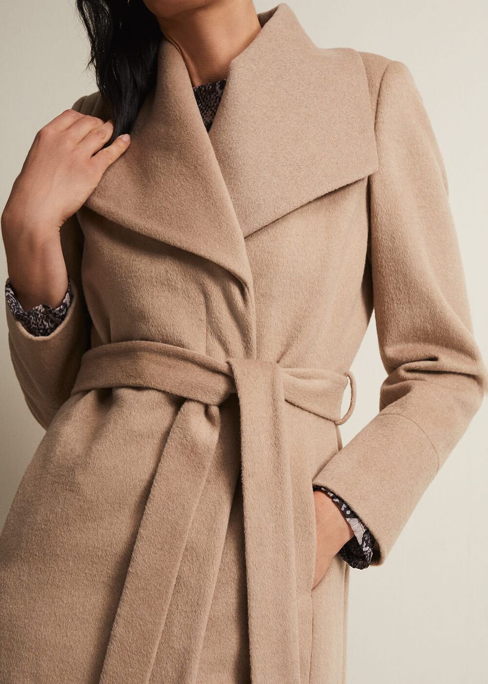 Nicci Wool Belted Coat Camel