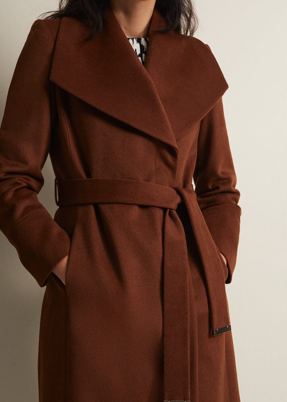 Nicci Wool Belted Coat Tan