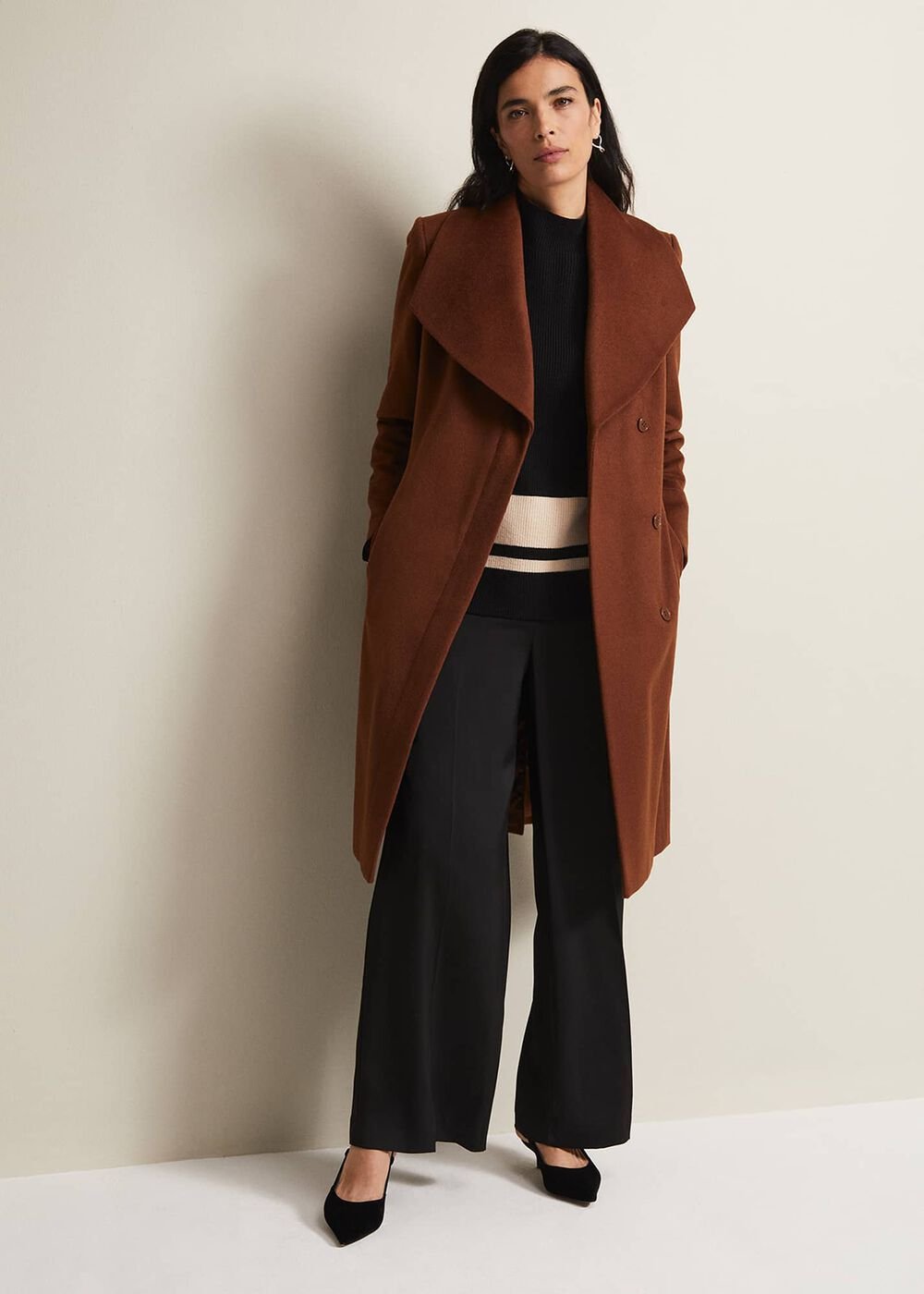 Nicci Wool Belted Coat Tan