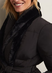Nelle Black Faux Fur Short Puffer Coat Black