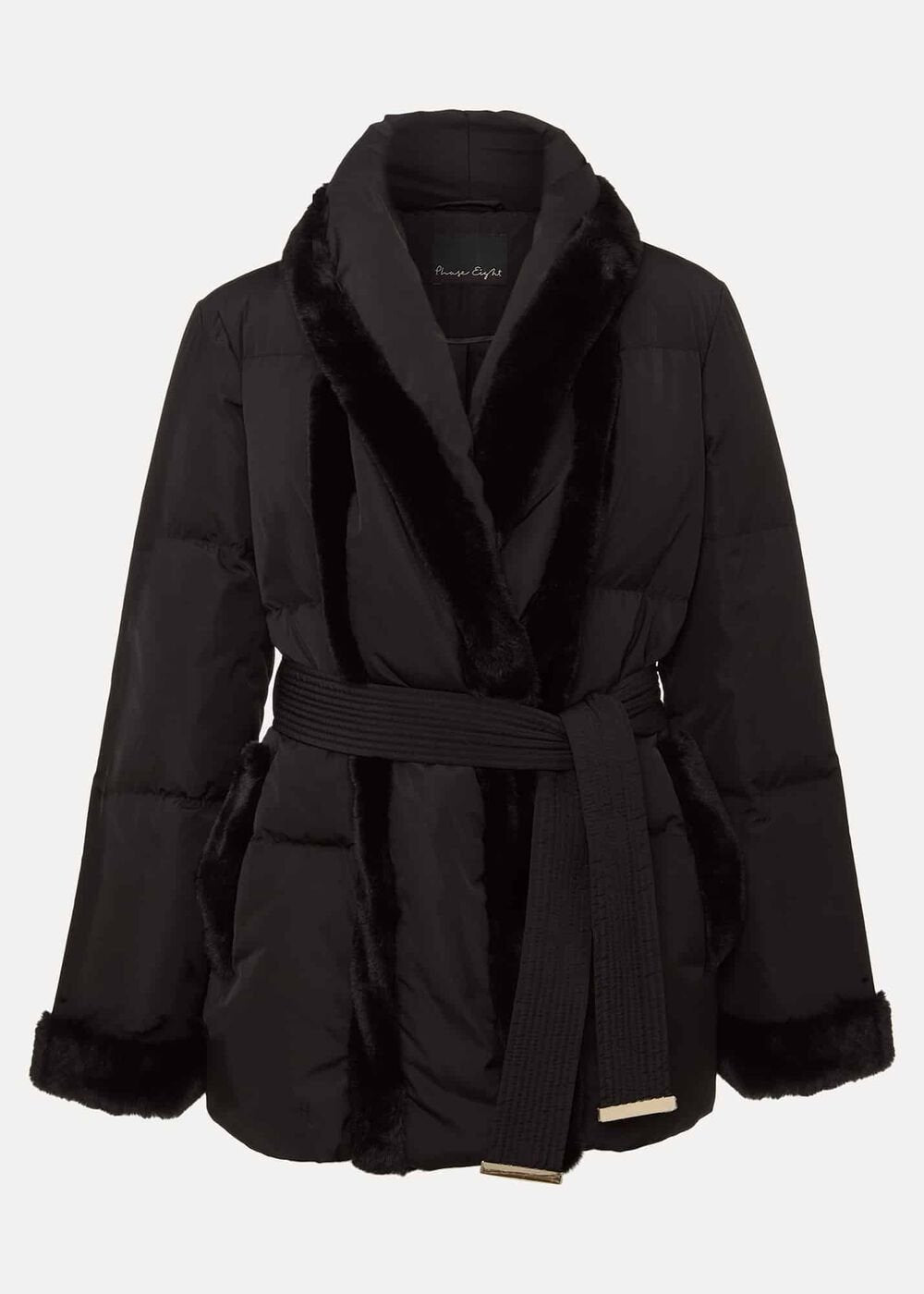 Nelle Black Faux Fur Short Puffer Coat Black