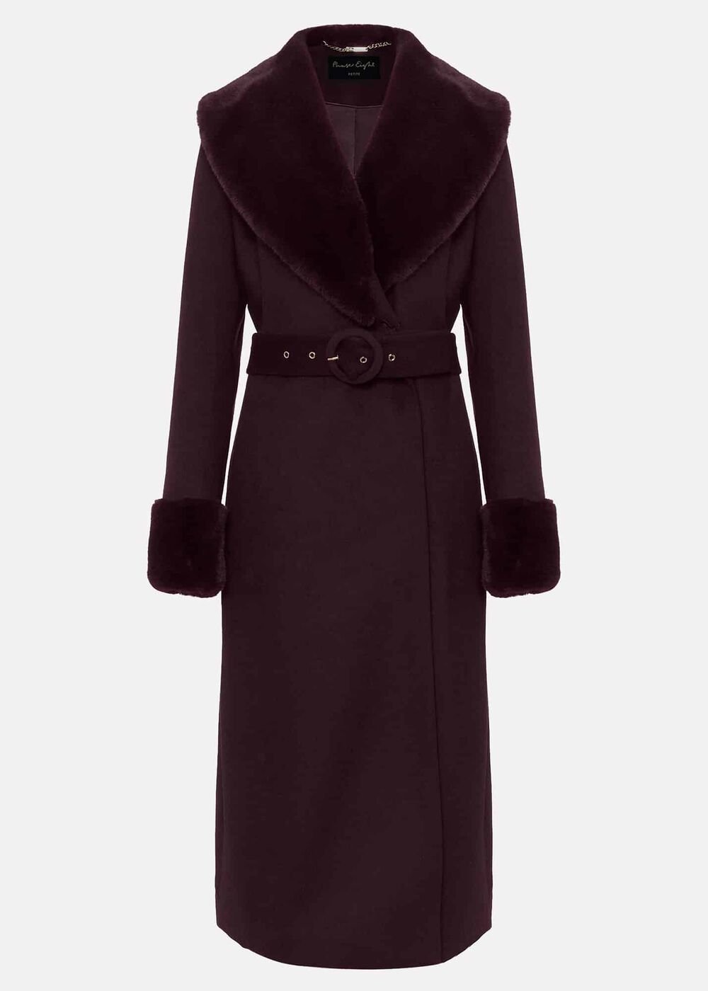 Petite Zylah Faux Fur Collar Wool Coat Burgundy