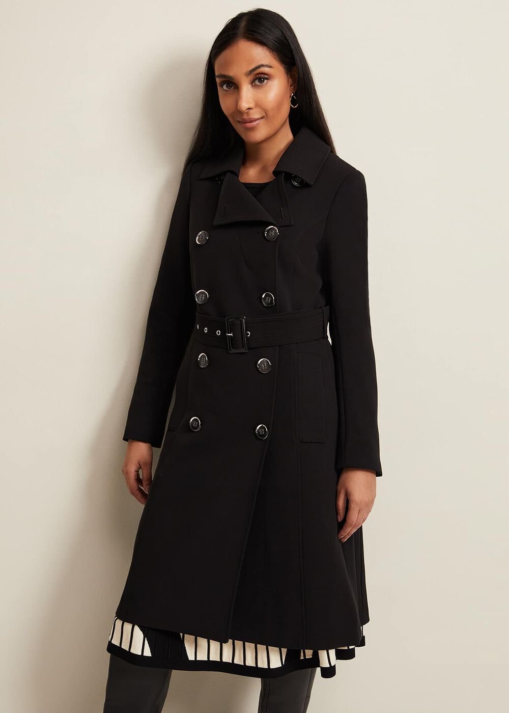 Petite Layana Black Smart Trench Coat Black