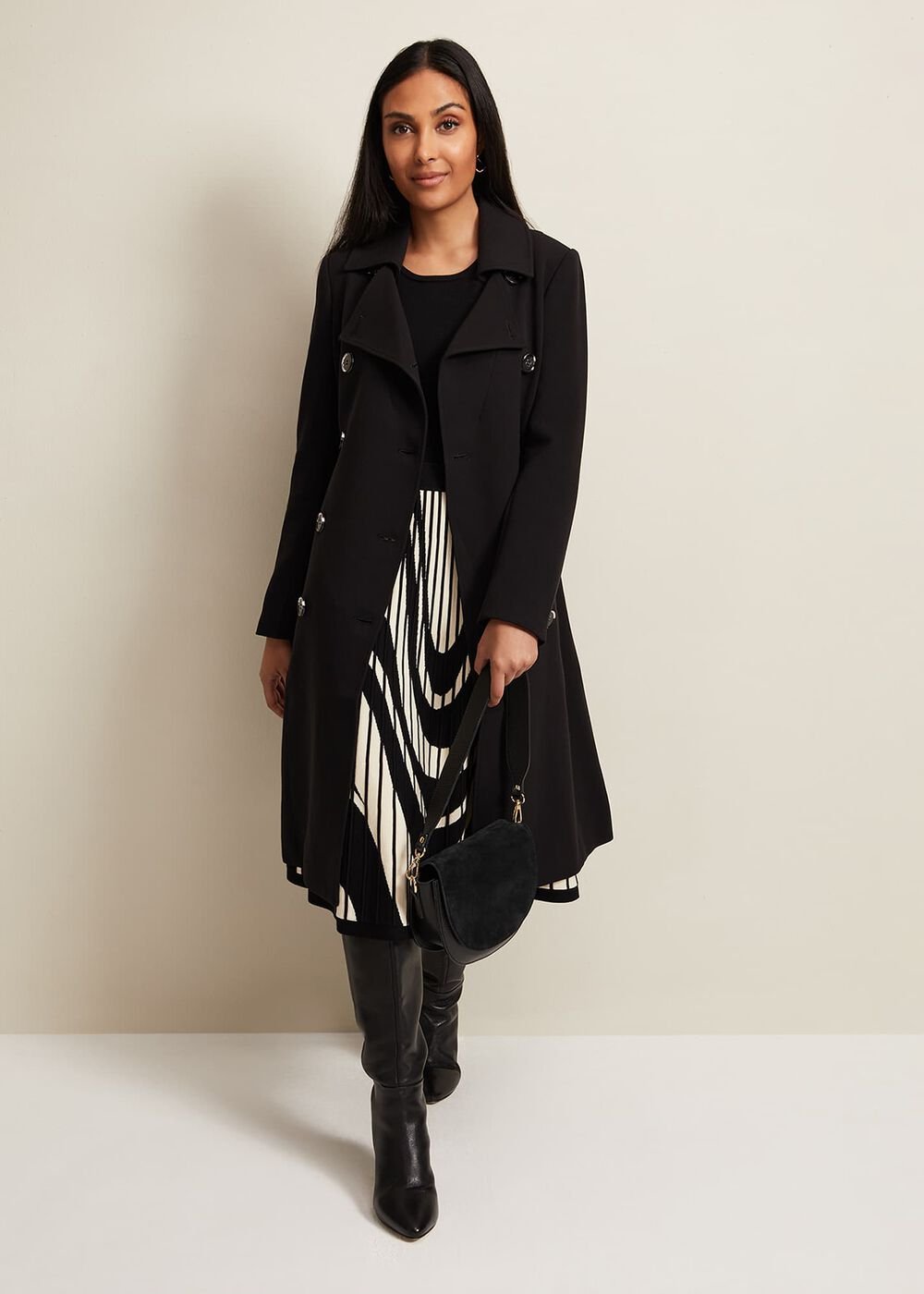 Petite Layana Black Smart Trench Coat Black