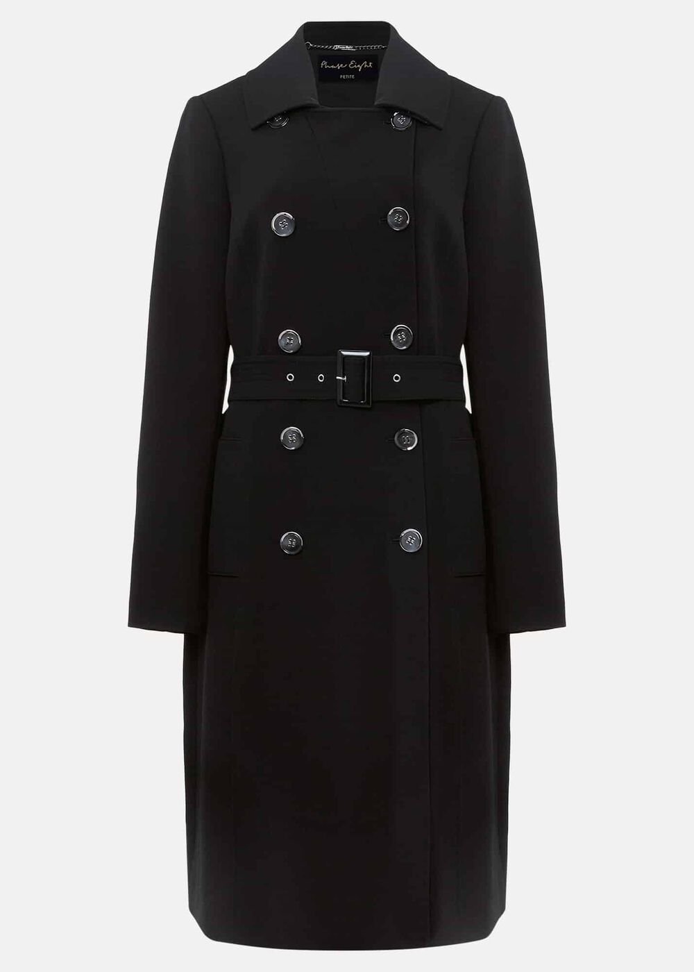 Petite Layana Black Smart Trench Coat Black