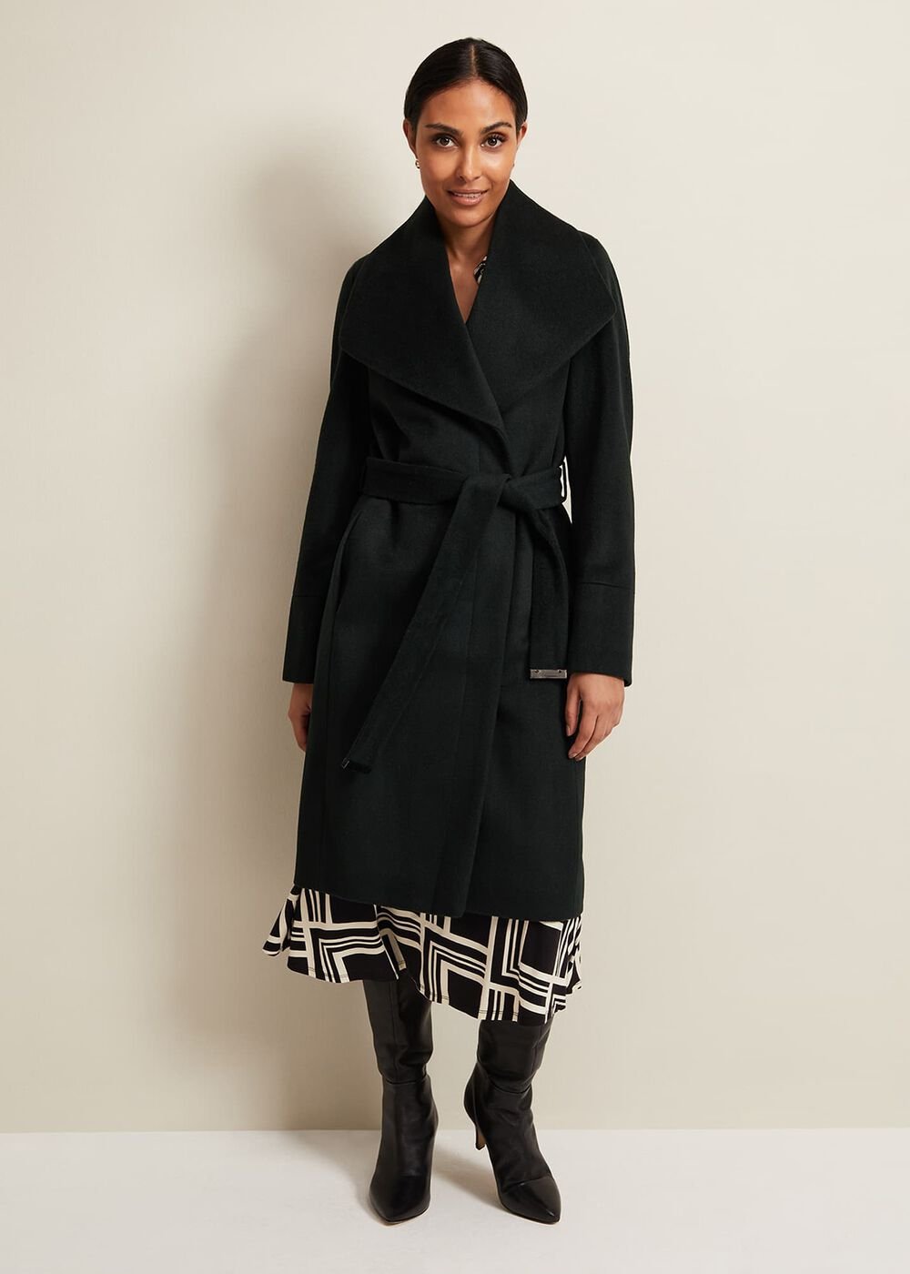 Petite Nicci Dark Green Wool Smart Coat Dark Green
