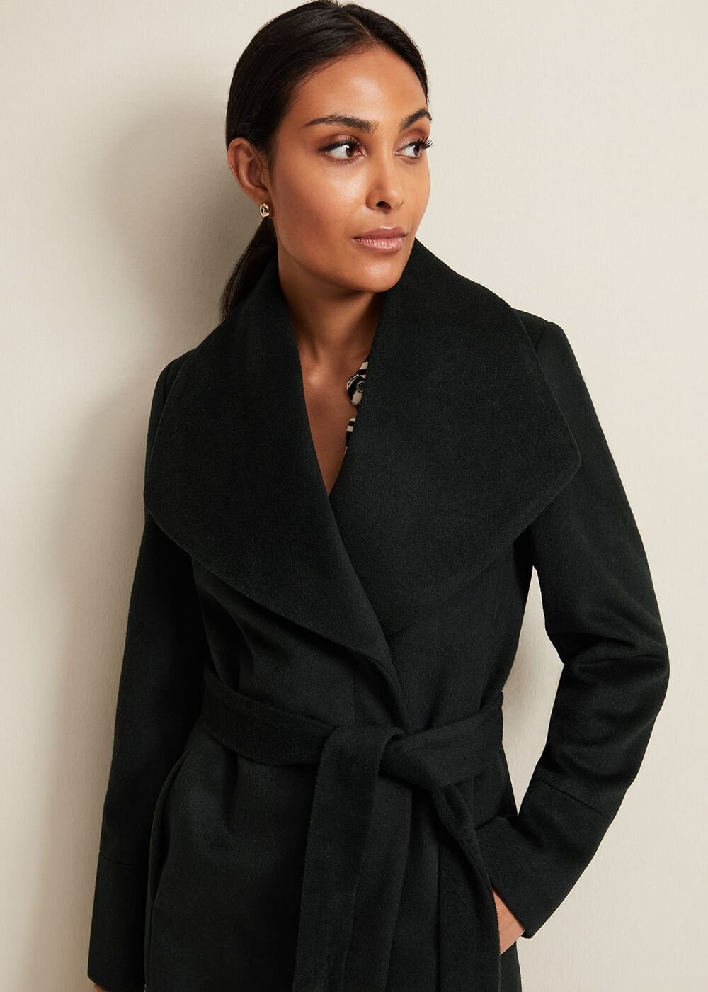 Petite Nicci Dark Green Wool Smart Coat Dark Green