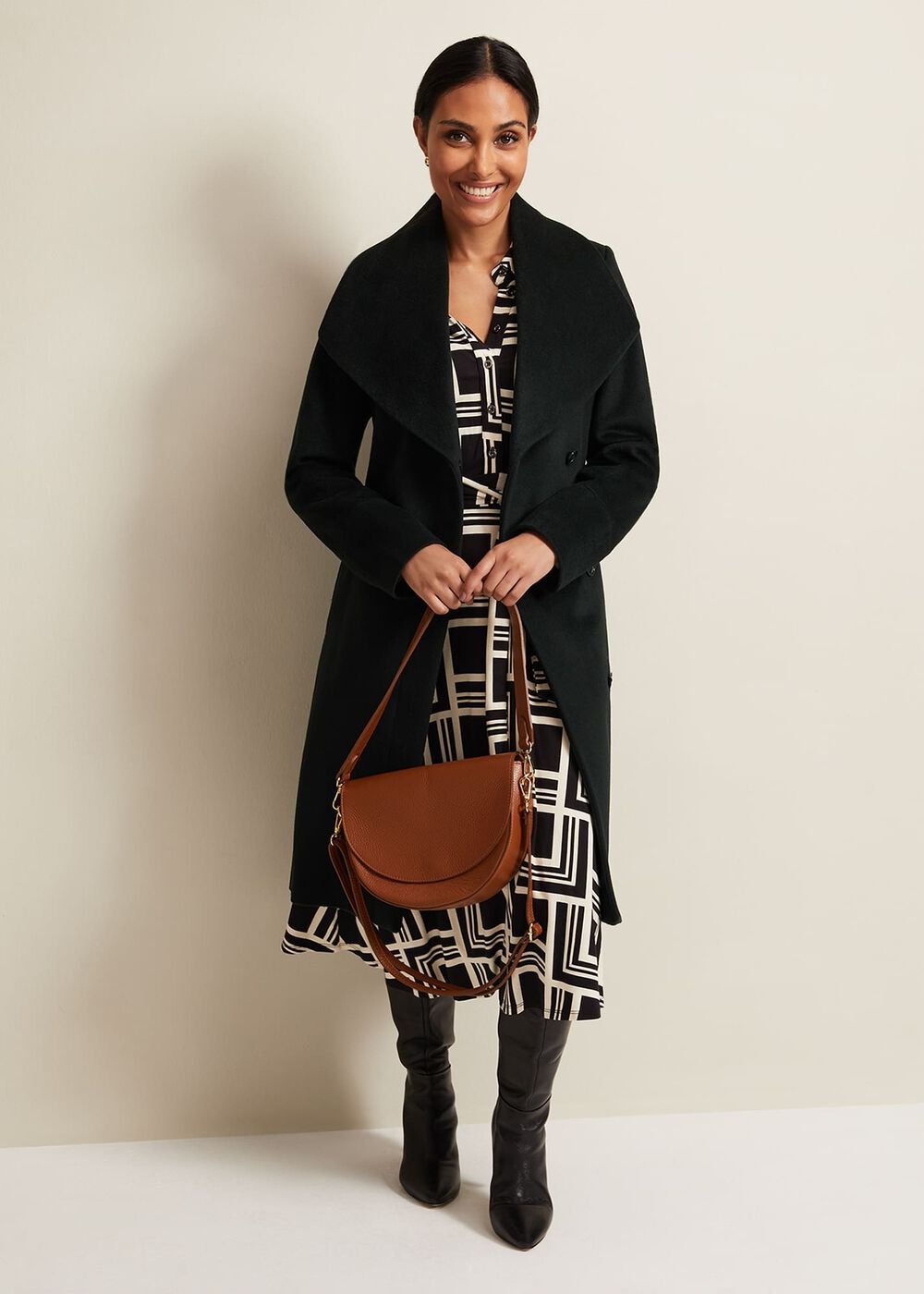 Petite Nicci Dark Green Wool Smart Coat Dark Green