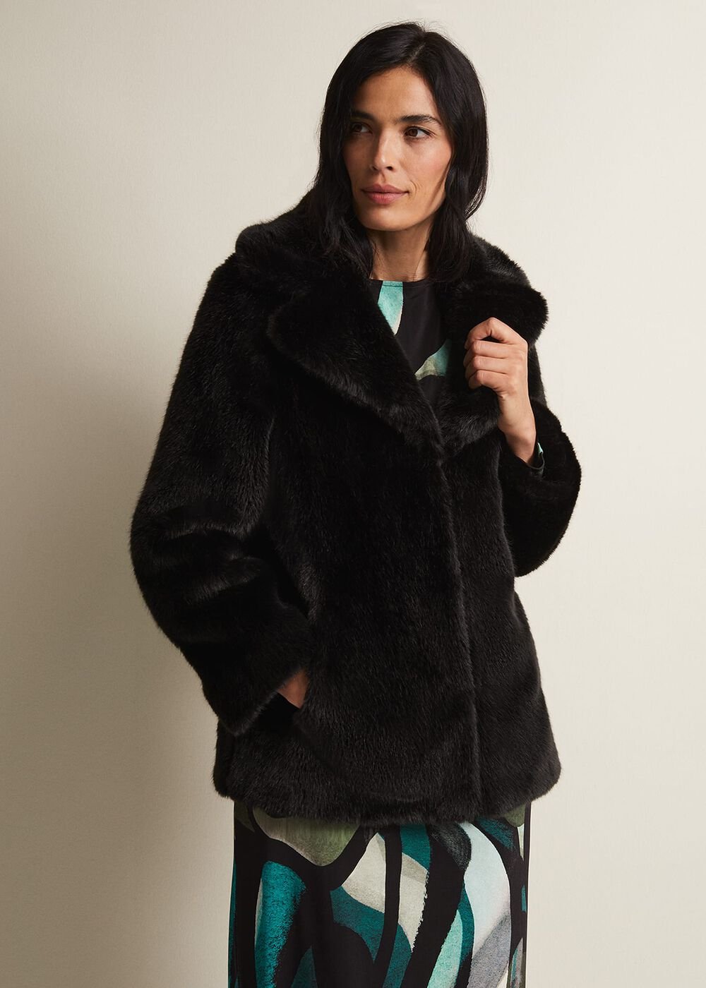 Megan Black Faux Fur Coat Black