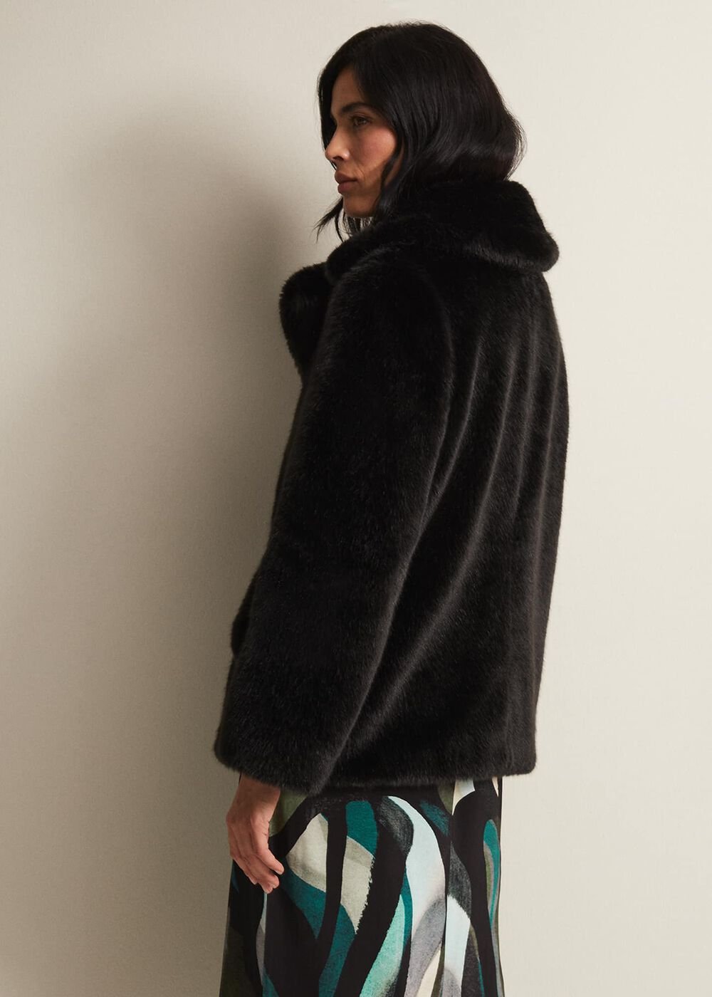 Megan Black Faux Fur Coat Black