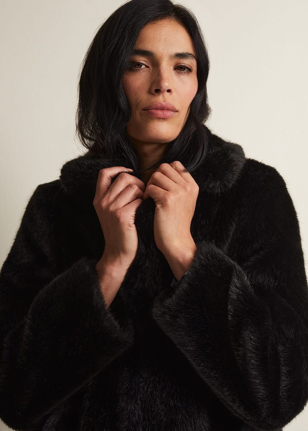 Megan Black Faux Fur Coat Black