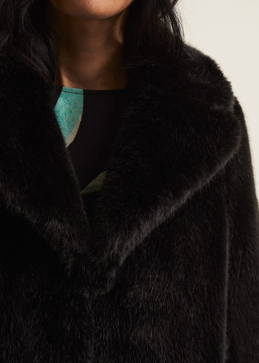 Megan Black Faux Fur Coat Black